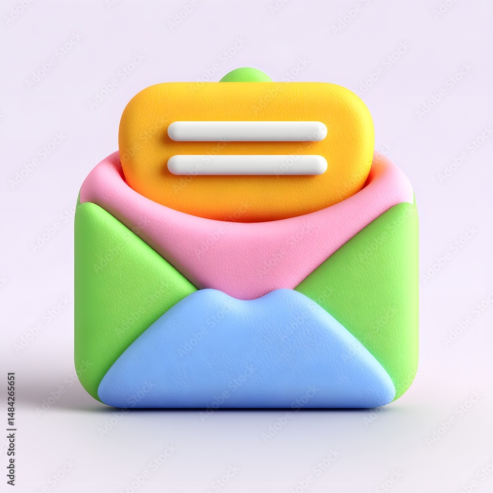 Poster 3d rendering of colorful envelope icons