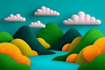 Chinese style poetic clouds, mist, rivers and mountains, beautiful scenery, landscapes, solar terms illustrations
