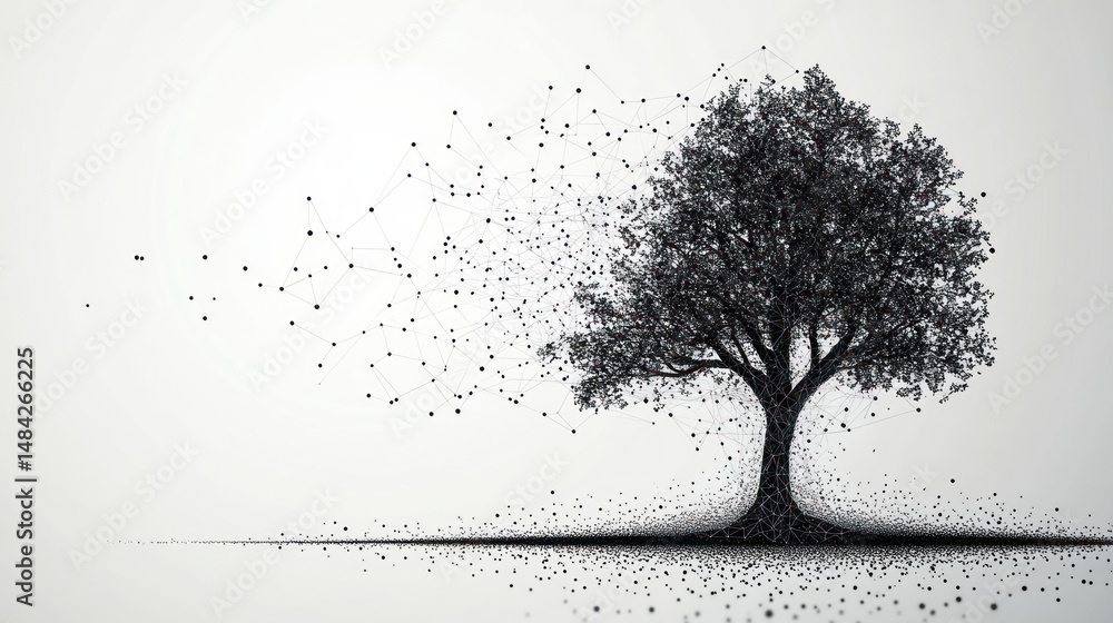 Poster abstract tree disintegrating