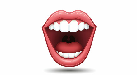 Open Mouth Smiling with White Teeth Cartoon Illustration