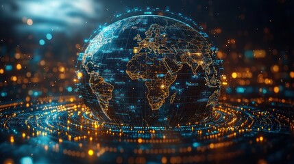 Global Digital Network, Futuristic Visualization of Worldwide Connectivity