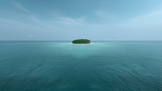 Solitary island in vast ocean - Powered by Adobe