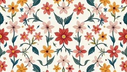 Subtle floral motif seamlessly repeating, ideal for interior design projects , repeat, drapery