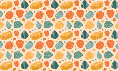 Modern Geometric  Seamless Abstract Stone and Crystal Pattern Background
