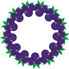 Circular frame made with vector açaí berries. Suitable for labels, invitations, logos, and compositions with a tropical or natural theme.