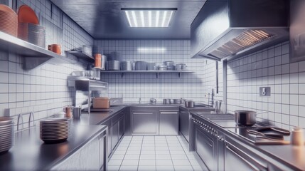 Sleek modern commercial kitchen
