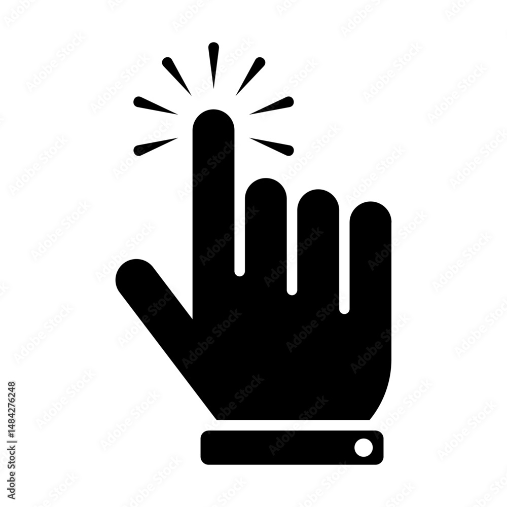 Poster computer mouse pointer cursor icon. clicking the cursor, the pointing hand clicks the black icon. cl