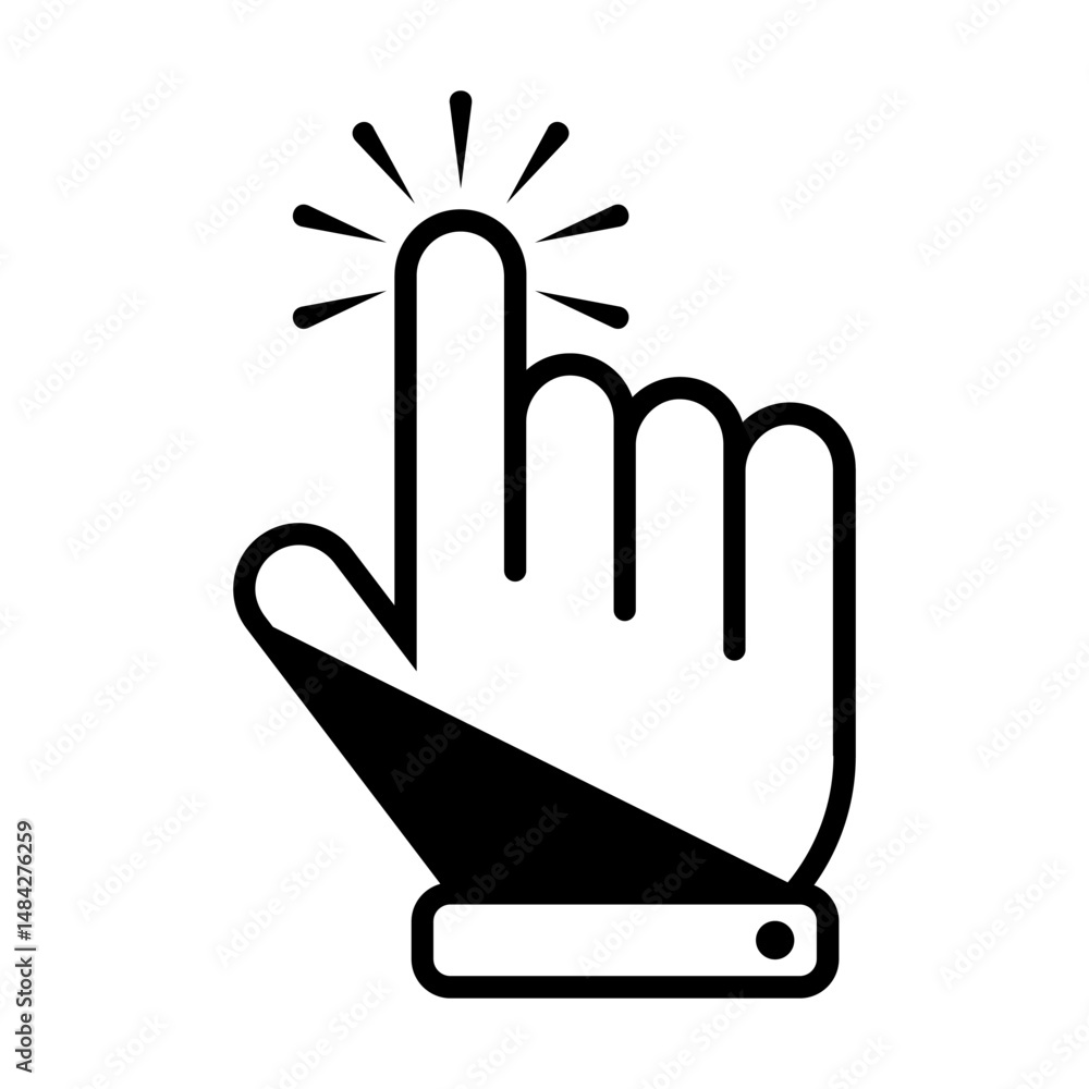 Poster computer mouse pointer cursor icon line. clicking cursor, pointing hand clicking icon. clicking curs