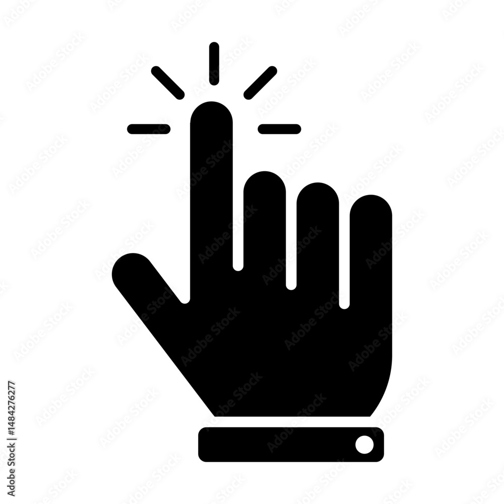 Poster computer mouse pointer cursor icon. clicking the cursor, the pointing hand clicks the black icon. cl