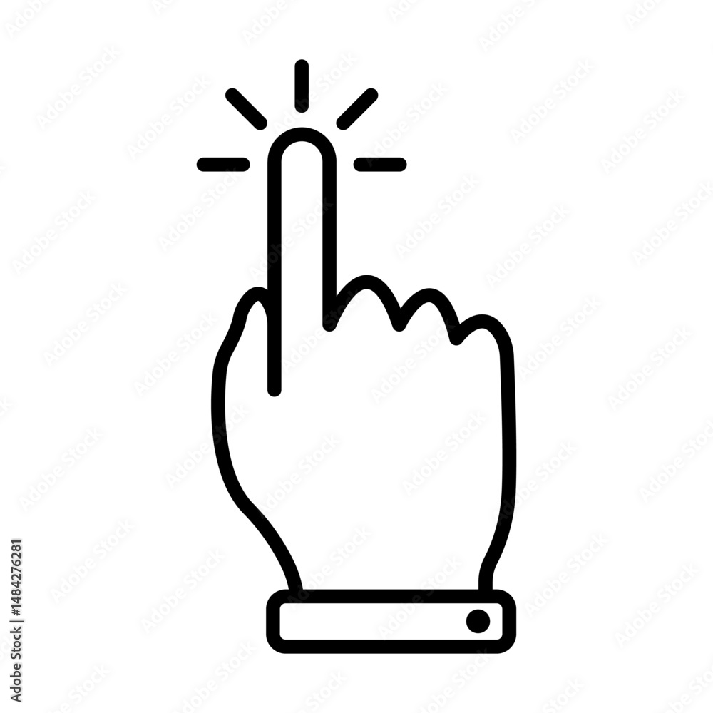 Poster computer mouse pointer cursor icon line. clicking cursor, pointing hand clicking icon. clicking curs