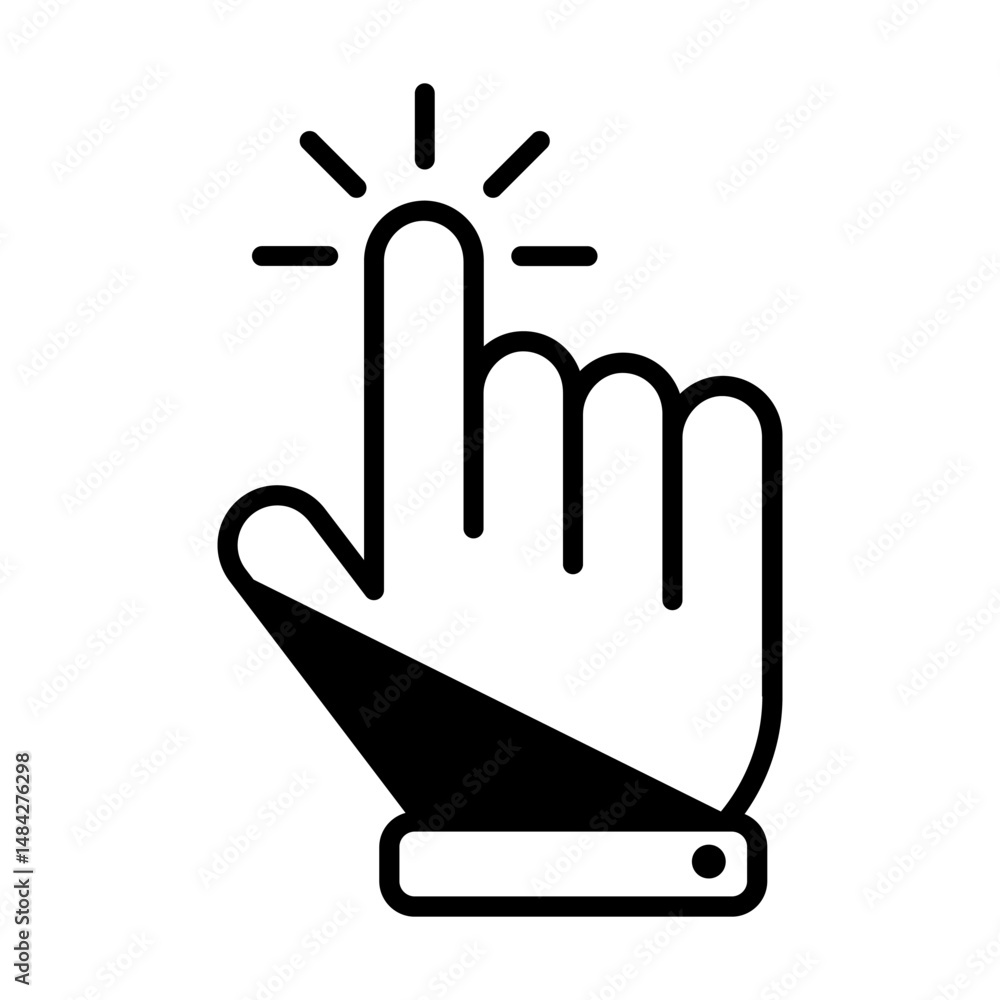 Poster computer mouse pointer cursor icon line. clicking cursor, pointing hand clicking icon. clicking curs