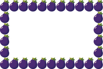 Decorative square frame made with stylized eggplants. Ideal for food-related layouts, natural product designs, digital materials, and graphic compositions.