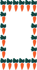 Decorative square frame with vector carrots. Suitable for menu designs, nutrition projects, natural packaging, and digital art.