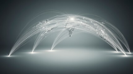 Obraz premium Global Network Connections Illuminated World Map Digital Trade Routes Abstract Backgrou