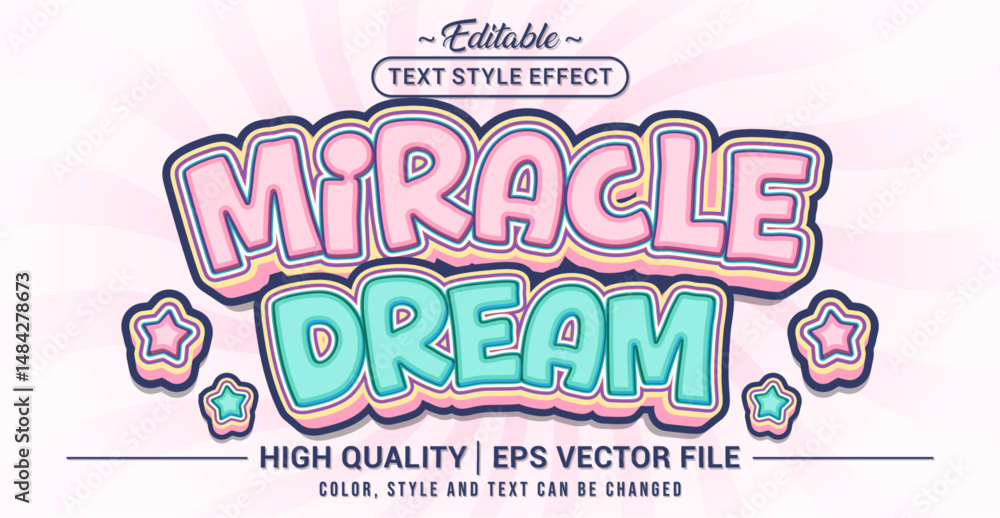 Poster Editable text style effect - Miracle Dream text style theme. Vector text style illustration template.