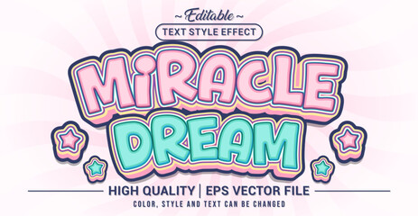 Editable text style effect - Miracle Dream text style theme. Vector text style illustration template.
