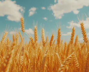 Fototapeta premium Golden wheat field under a summer sky