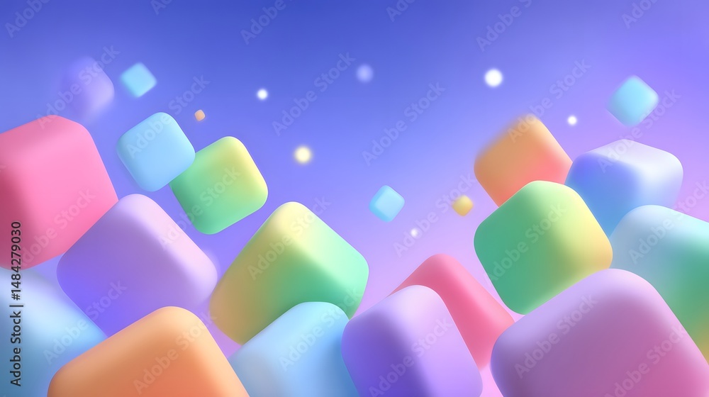 Poster tech-inspired background of 3d abstract colorful blocks