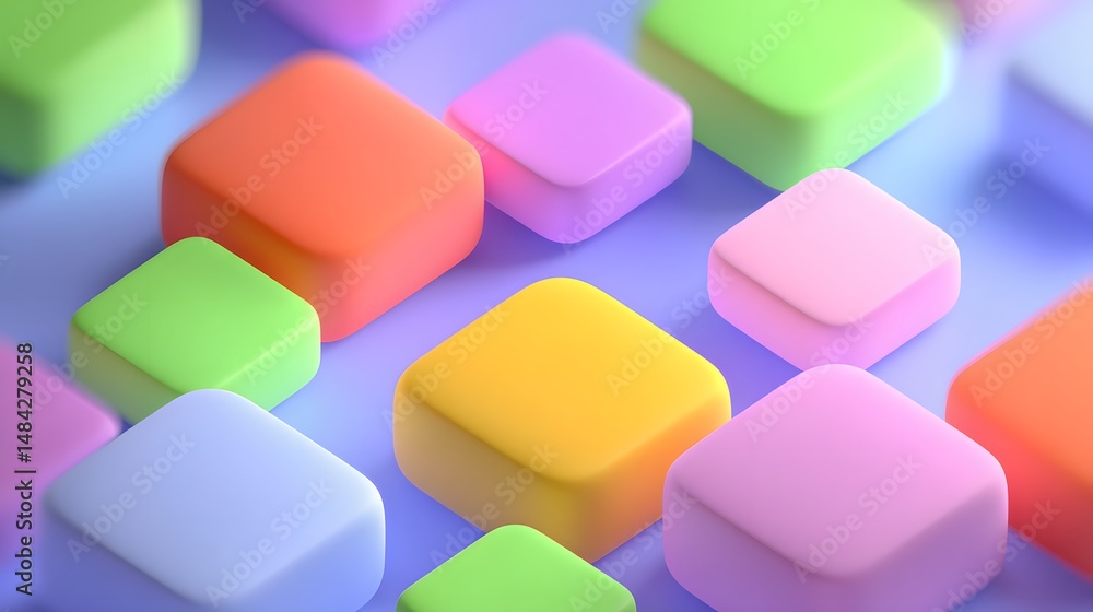 Poster tech-inspired background of 3d abstract colorful blocks