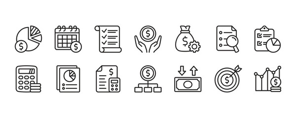 Budgeting Icon Set. Vector Graphic Illustration.