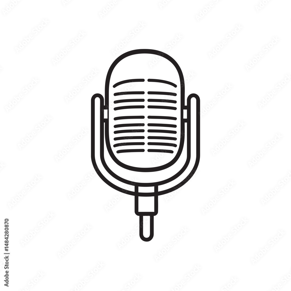 Poster classic microphone displays with distinct outline, offering a minimalist and elegant design over tra