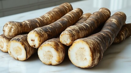 Authentic organic taro roots ideal for natural culinary creations high resolution photo