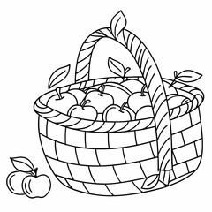 Basket of apples, thanksgiving outline coloring page