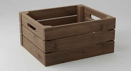 Rustic Wooden Crate: Dark Brown Storage Box with Handcrafted Detail