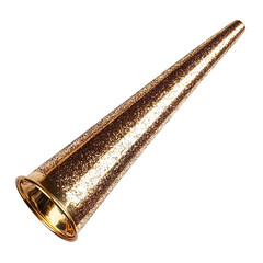 Sparkling Gold Party Horn For Celebration Isolated On Transparent Background