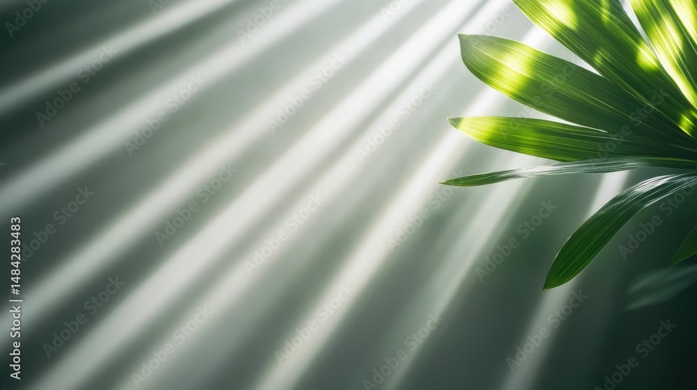 Poster mesmerizing light rays casting intricate ethereal shadows across the textured surface of a vibrant g