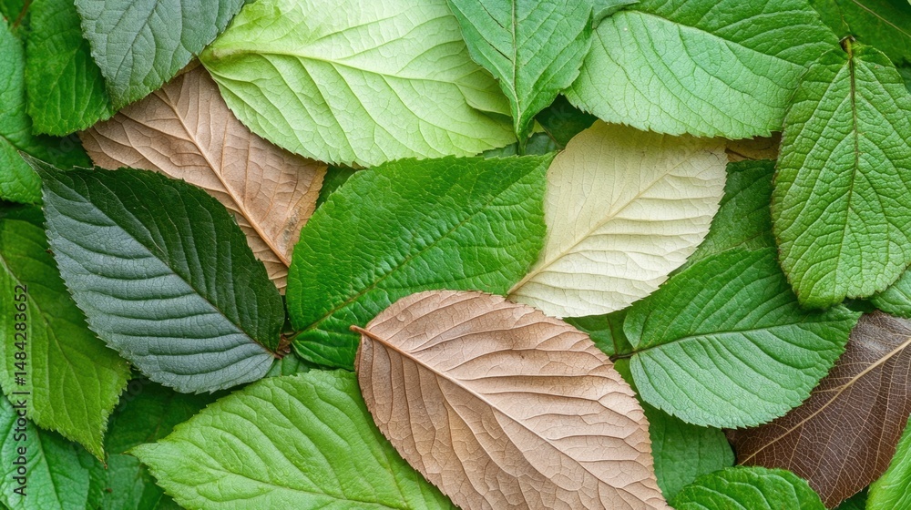 Poster abstract close up image of overlapping vibrant green leaves with natural textures and patterns the l