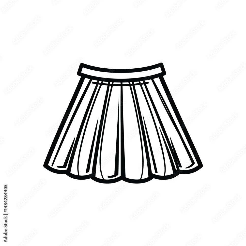 Poster clean monochrome skirt icon showcases its simple lines and structure over a transparent space