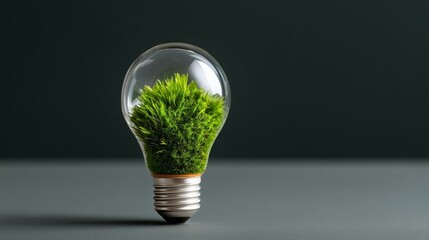 Green Grass Inside Clear Lightbulb