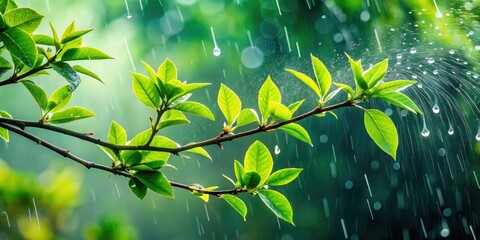 Long Exposure Rain Drops on Leaves: Spring Summer Nature Photography