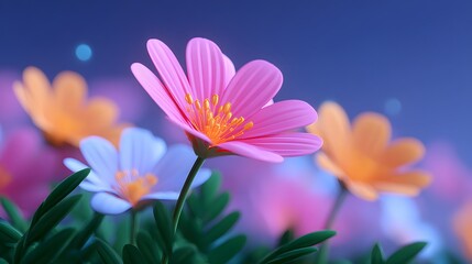 Fototapeta premium Illustration of the Natural Beauty of Pink Flowers
