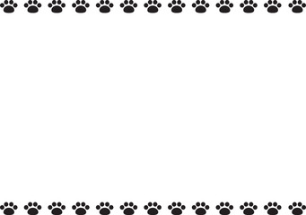 Frame with cat paw print. Cute, flat, simple. Black color. Vector Illustration.