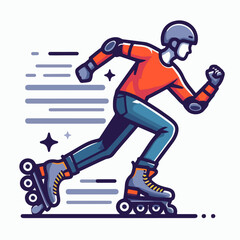 Obraz premium vector illustration of a person using roller skates