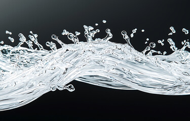 Clear water waves. Water wave isolated on black background.