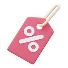 Pink discount tag with white percentage sign