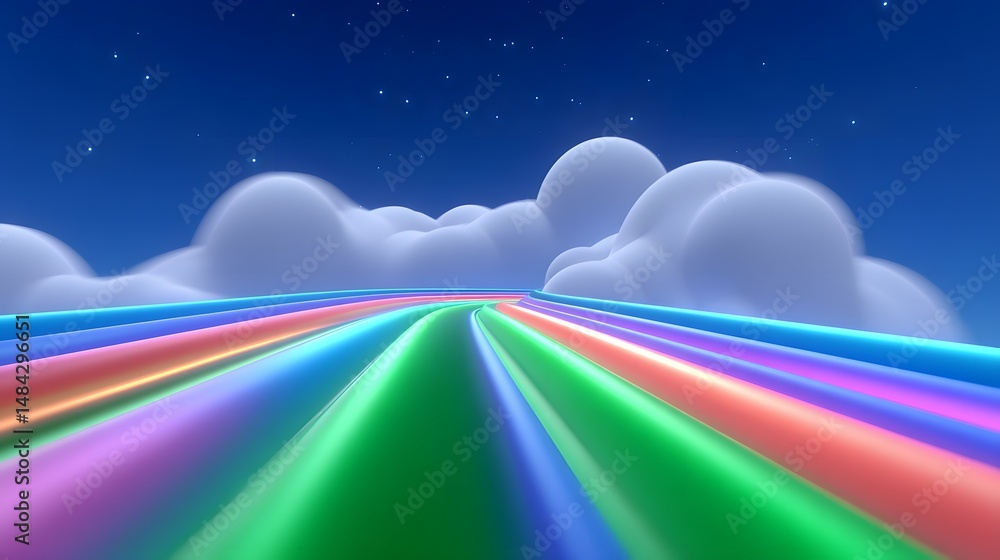 Poster tech-inspired background with abstract rainbow lines