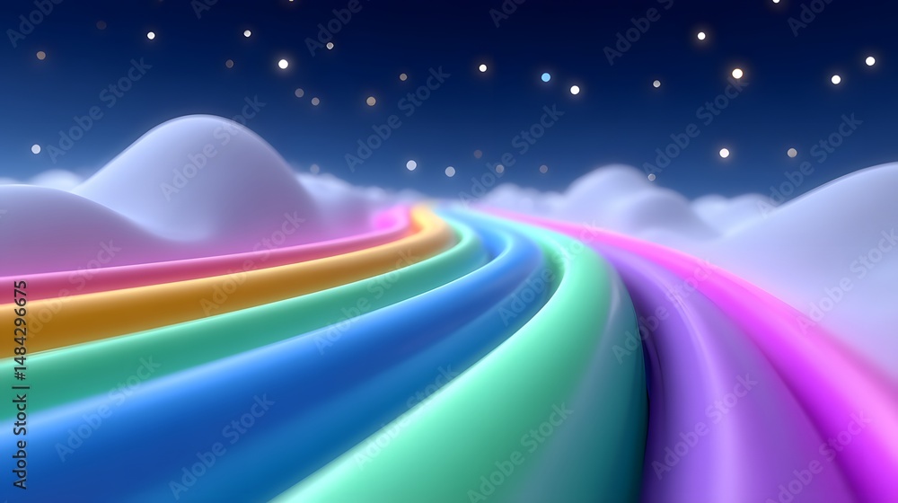 Poster tech-inspired background with abstract rainbow lines