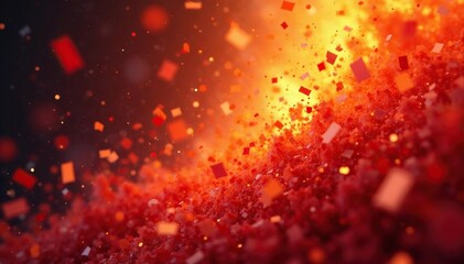 Fototapeta premium Vibrant confetti explodes in a fiery orange and red heat wave effect , visual, temperature, powerful