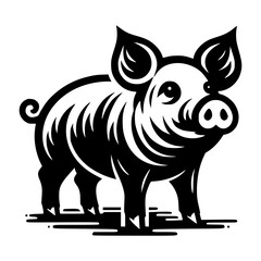 Fototapeta premium A charming pig illustration in black and white