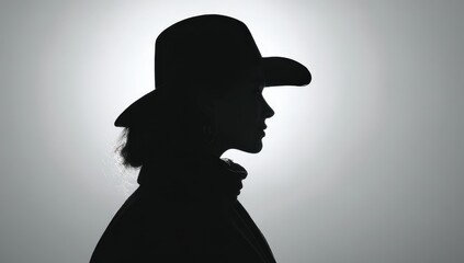 Silhouette of a woman in a hat, mysterious and timeless.