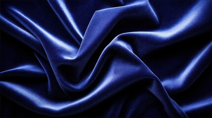 Fototapeta premium Deep blue silk fabric with soft, elegant folds and a smooth, shiny texture.