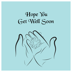 Two Hands Holding Daisy - Get Well Soon Minimalist Line Art