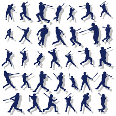 イラスト素材：スポーツシルエット野球