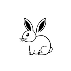 Obraz premium black and white rabbit line art vector