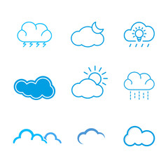 Various cloud logo icons, with transparent background