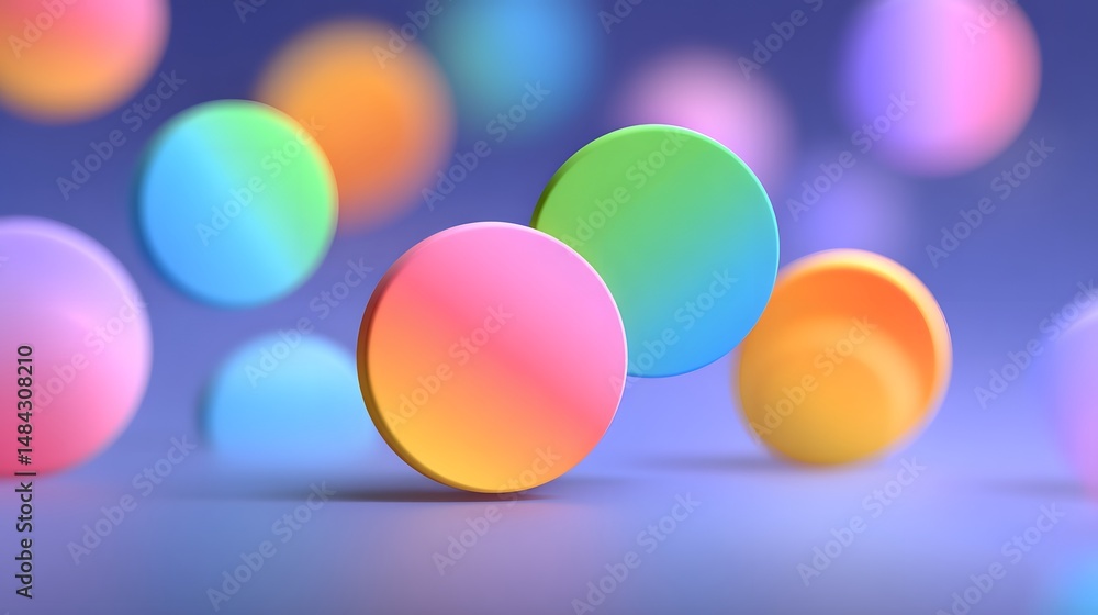 Poster tech-inspired background with 3d abstract colorful rings
